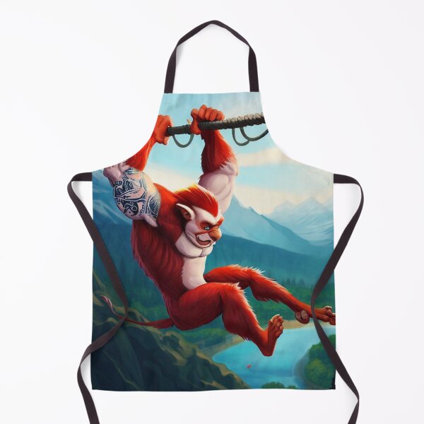 Item preview, Suspended Excitement: Red Monkey's Bungee Jumping Amidst Epic Valley Landscape designed and sold by GlotteSuocks.