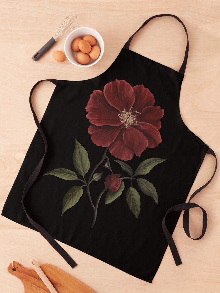 Thumbnail 1 of 6, Apron, Dark Academia Victorian Red Flower designed and sold by Enyr.