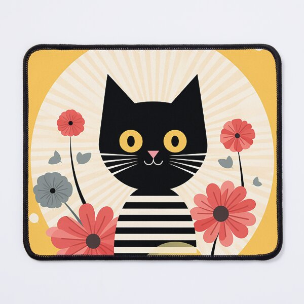 Item preview, Harmony in Feline and Floral: A Light Black and Yellow Palette designed and sold by PaintbrushPlace.