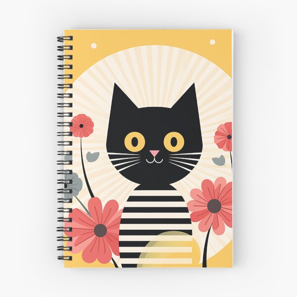Item preview, Harmony in Feline and Floral: A Light Black and Yellow Palette designed and sold by PaintbrushPlace.