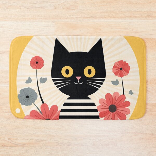 Item preview, Harmony in Feline and Floral: A Light Black and Yellow Palette designed and sold by PaintbrushPlace.