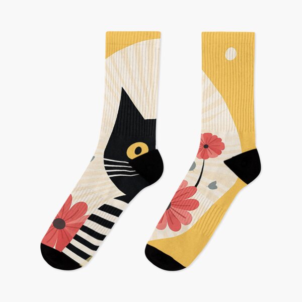 Item preview, Harmony in Feline and Floral: A Light Black and Yellow Palette designed and sold by PaintbrushPlace.