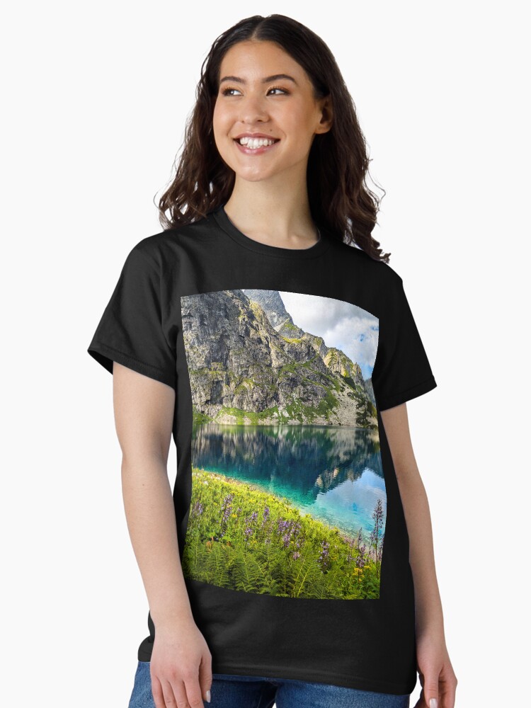 Thumbnail 2 of 7, Classic T-Shirt, Mountains landscape flowers and lake designed and sold by picdab-com.