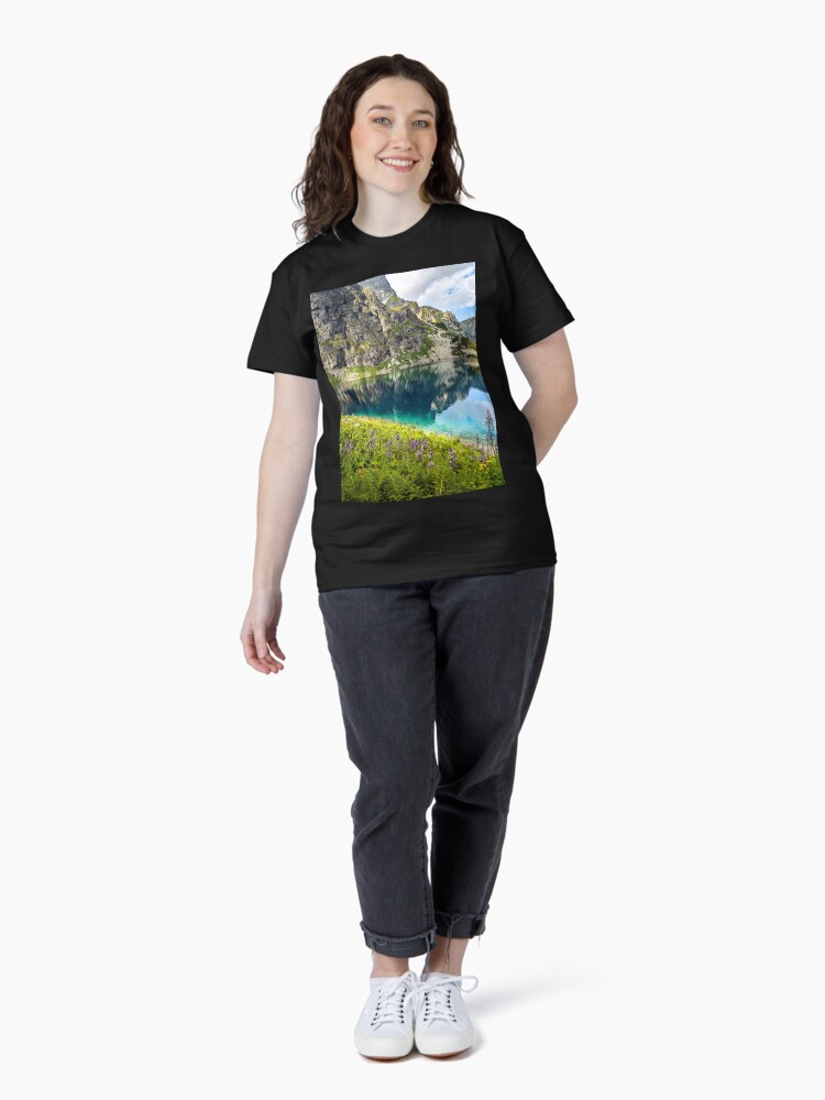 Thumbnail 4 of 7, Classic T-Shirt, Mountains landscape flowers and lake designed and sold by picdab-com.