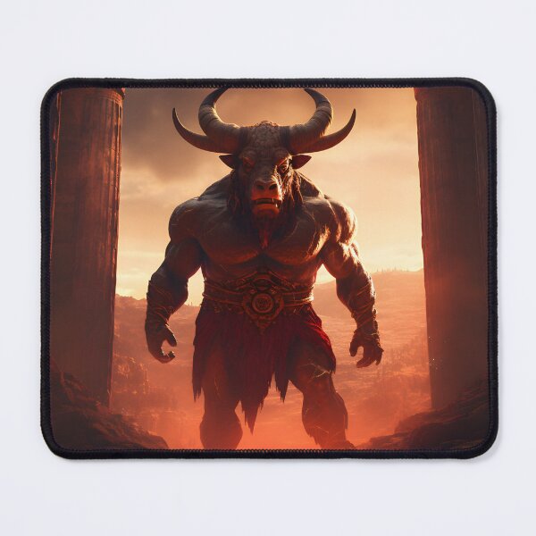 Item preview, Majestic minotaur in an ancient Greek temple, in the style of epic fantasy scenes designed and sold by AI-Only Creations.