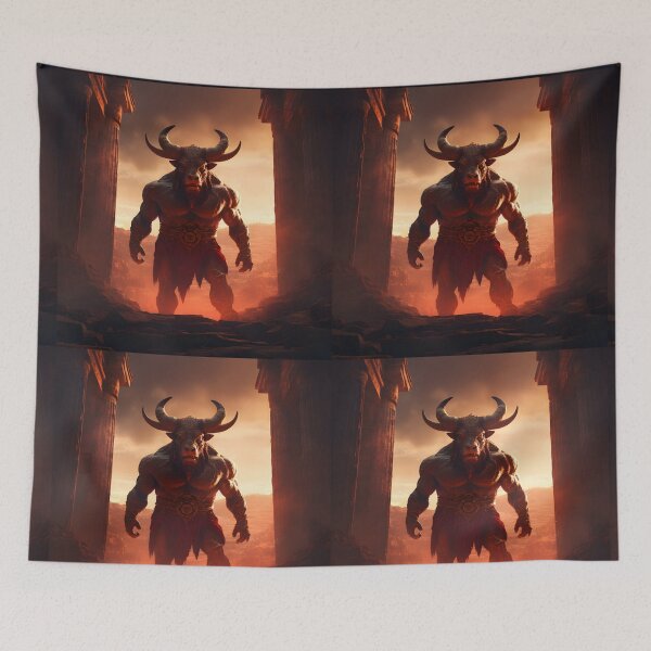 Item preview, Majestic minotaur in an ancient Greek temple, in the style of epic fantasy scenes designed and sold by AI-Only Creations.