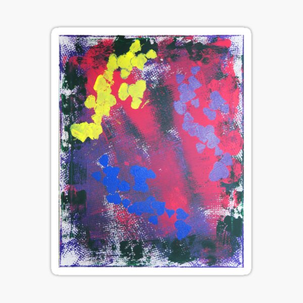 Colorful Retro 80s Splatter Painting With Hearts Sticker