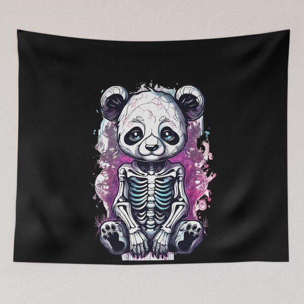 Item preview, Charming Yet Disturbing Panda Skeleton in Floral Scene designed and sold by Mechanical-Artt.