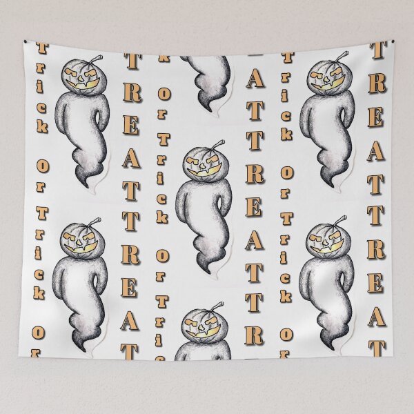 Item preview, Ghost pumpkin with lettering designed and sold by Lucky Day Shop 777.