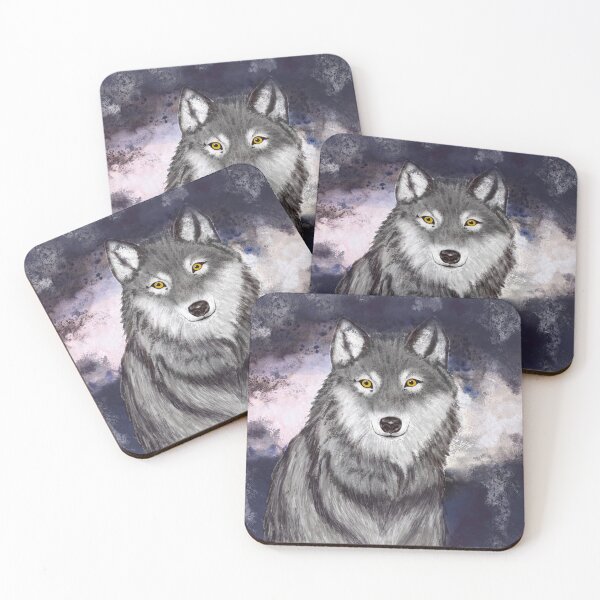 Item preview, Larger wolf in front of a stormy sky designed and sold by Catherine Anicic.