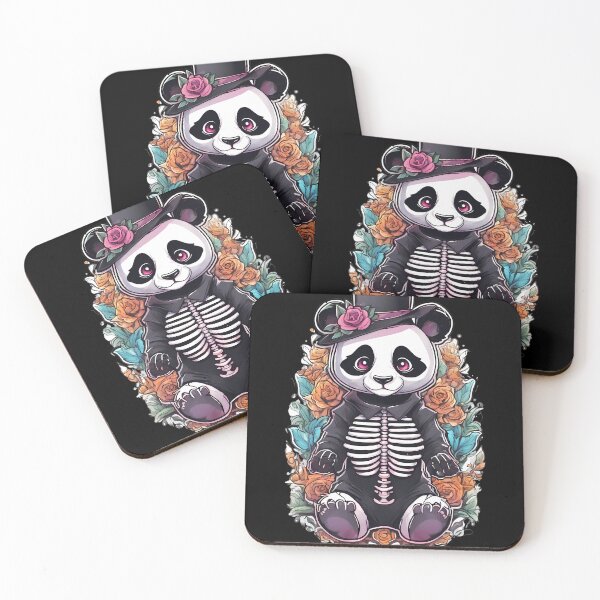 Item preview, Whimsical Panda Skeleton in a Dark Floral Landscape designed and sold by Mechanical-Artt.