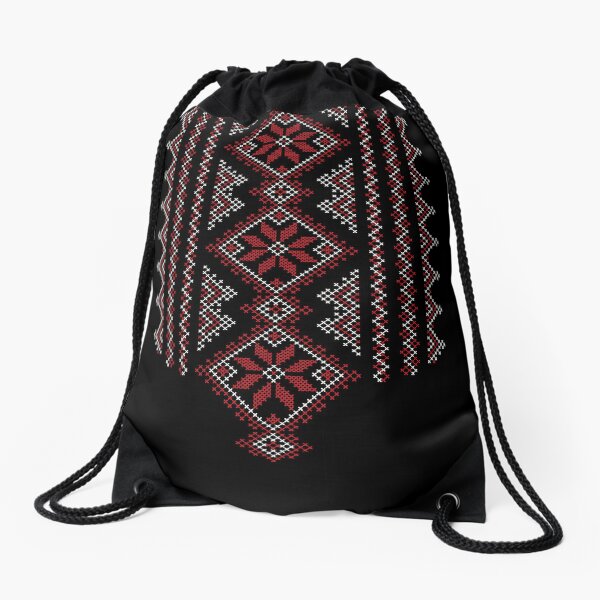 Item preview, Palestinian Jordanian Realistic Embroidery Pattern #15 - Palestine Traditional Tatreez Cross Stitching Art Red-White designed and sold by Hurriyyatee.