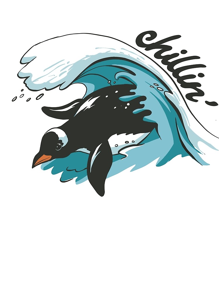 Thumbnail 3 von 3, Tuch, Chillin Surfing Penguin Love Penguins Surfing Penguin Gear designt und verkauft von DynamicDesign.