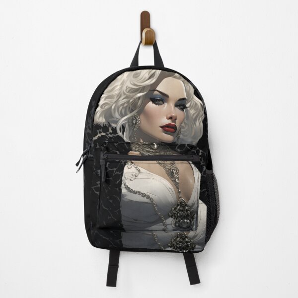 Item preview, Cartoon of a woman with long white hair in the style of Cruella de Vil designed and sold by AI-Only Creations.