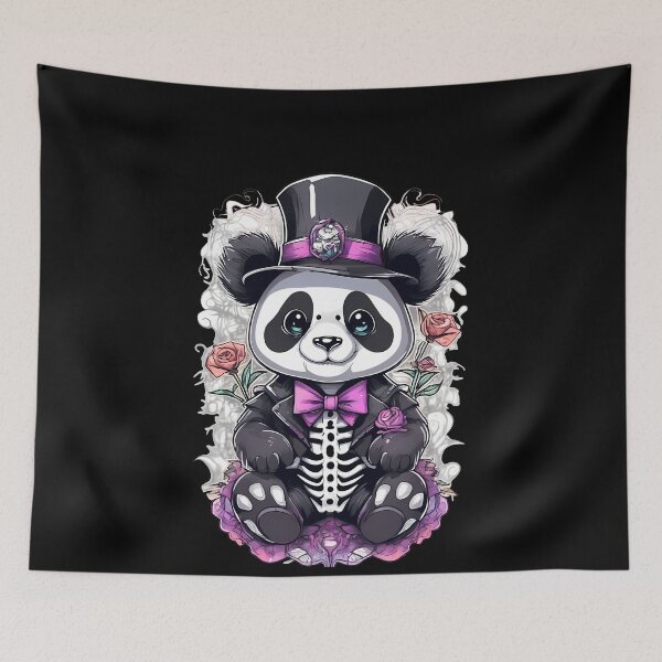 Item preview, Hauntingly Beautiful Panda Skeleton in a Floral Setting designed and sold by Mechanical-Artt.