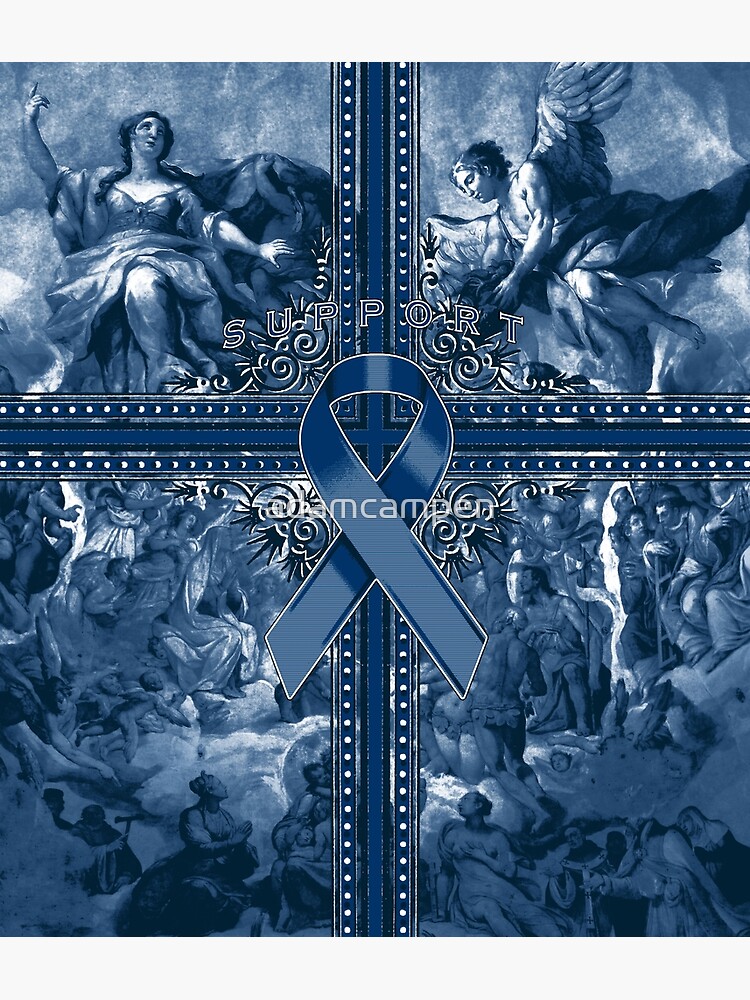 Dark Blue Awareness Ribbon' Poster