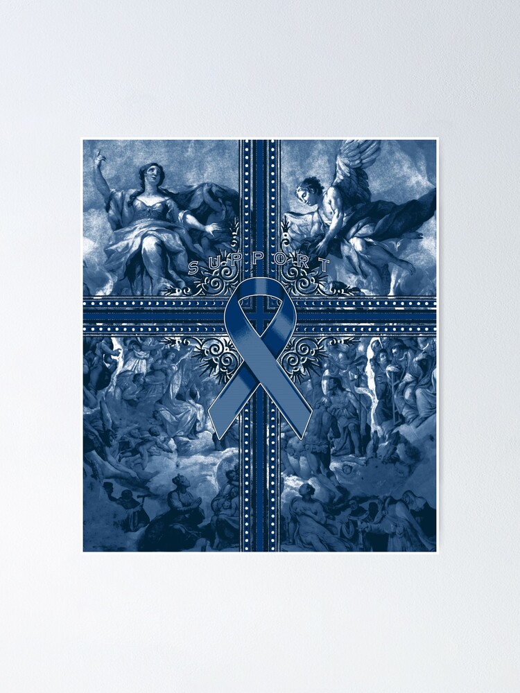 Dark Blue Awareness Ribbon' Poster