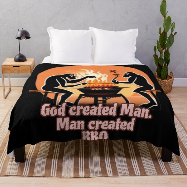 Item preview, God created man, man created BBQ designed and sold by Roxburylane.