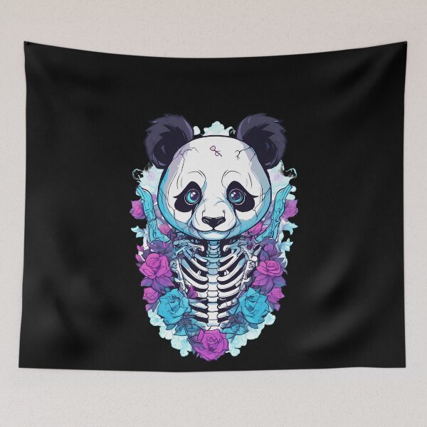 Item preview, Eerie Panda Skeleton in a Whimsical Floral Landscape designed and sold by Mechanical-Artt.