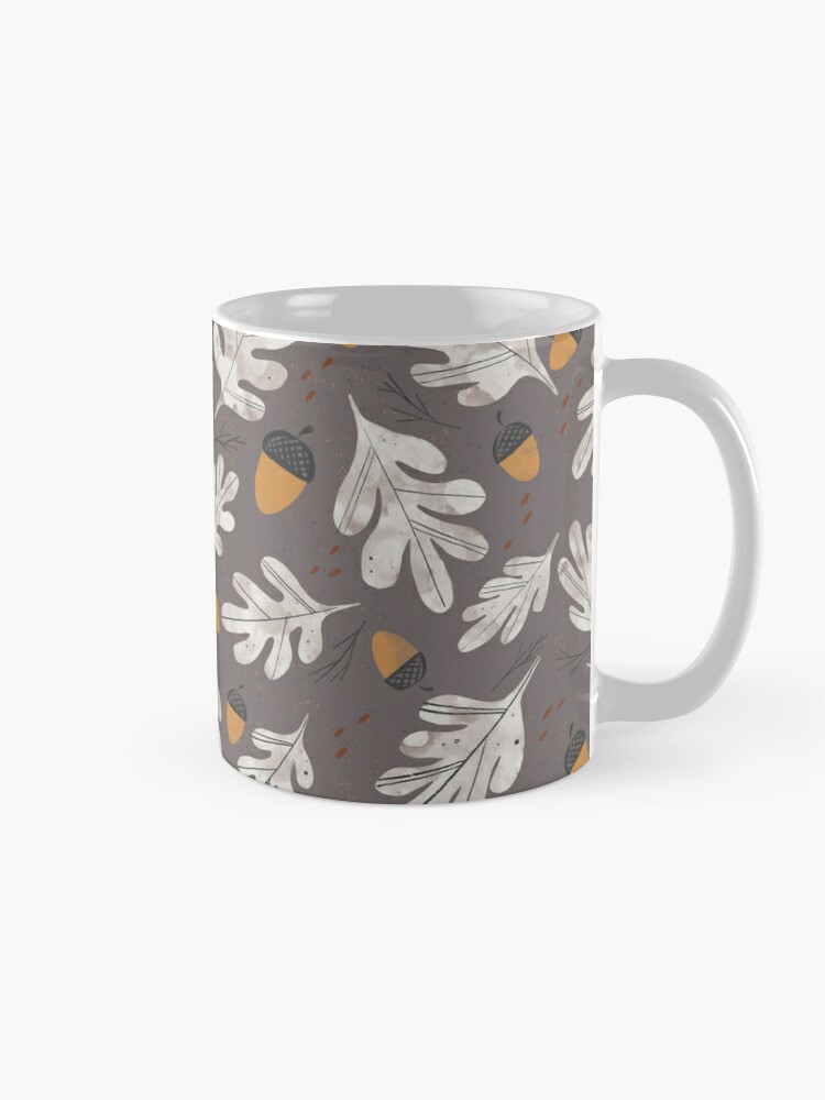 Thumbnail 5 of 6, Coffee Mug, Vintage acorns and oak leaves pattern on dark background designed and sold by Gabi Toma.