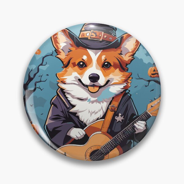 Item preview, roca corgi con guita Boo bat bruja luna oscura designed and sold by Ubix.