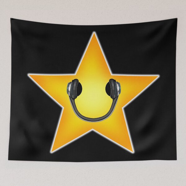 Item preview, Yellow Music Star with Headphones Smile designed and sold by Deborah Camp.