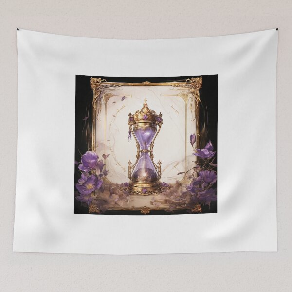 Item preview, a sparkling Hourglass in front of an old Grimoire designed and sold by Marie Colençon.