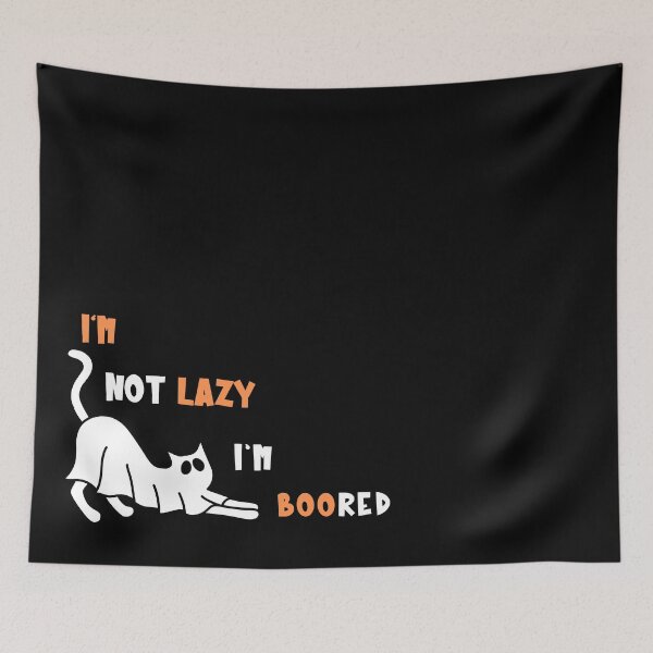 Item preview, I'm Not Lazy I'm BOOred Spooky Ghost Cat designed and sold by PiggyBoxer.