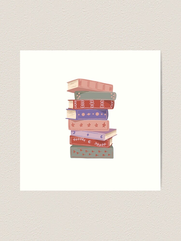 Stack Of Books Drawing Art Print