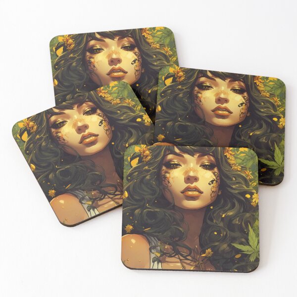 Item preview, A Whimsical Hippie Fairy Woman in a Weed Forest designed and sold by wojysmokes.