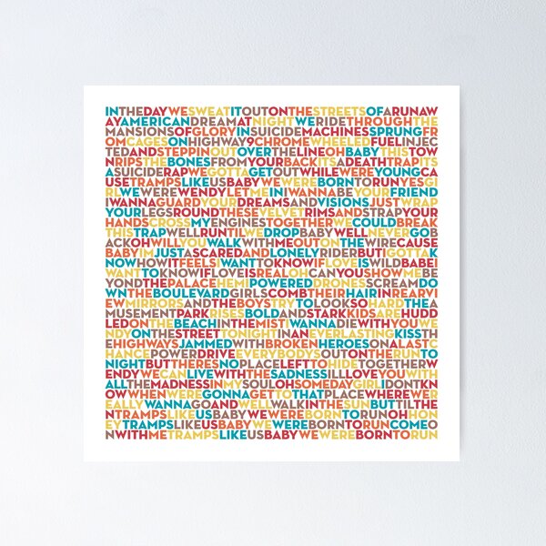 Bruce Springsteen - The Rising - Lyrics - A3 Typographic Poster Art Print -  Limited Edition : : Home & Kitchen