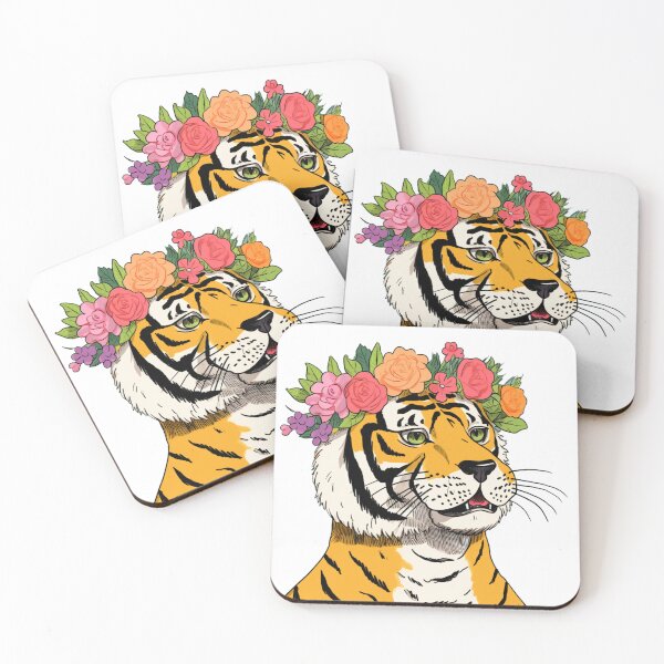 Item preview, Flower crown tiger designed and sold by PawelNature.