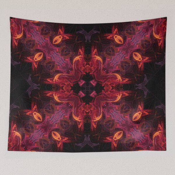 Item preview, red on black fishes around crosses designed and sold by effervescence.