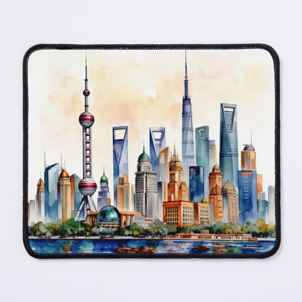 Item preview, A Watercolor Design of Shanghai Skyline - China designed and sold by Sketch-Shack.