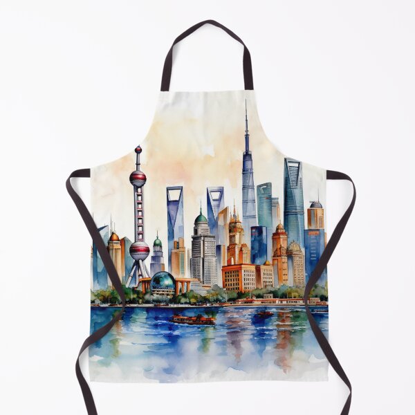 Artikelvorschau, Ein Aquarelldesign der Skyline von Shanghai - China entworfen und verkauft von Sketch-Shack.