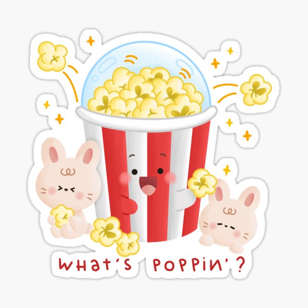 Bunny and Popcorn Popping Sticker