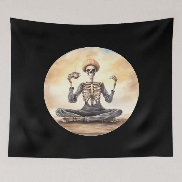 Item preview, Halloween Coffee Drinking Skeleton designed and sold by AnnaMDesign.