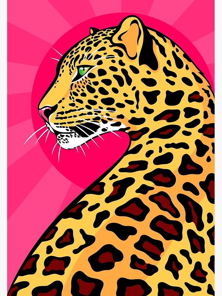 Pink sunset leopard Art Print by JennyRattina