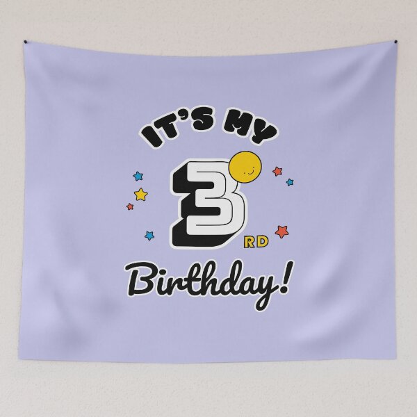 Item preview, Three Year Old Birthday - Happy Birthday - Birthday Party designed and sold by SallySunday.