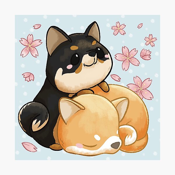 Item preview, Shiba Inu and Cherry Blossoms designed and sold by BeeAndClover.
