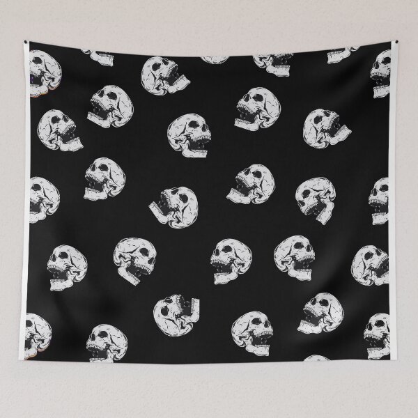 Item preview, Skeletal Elegance: Monochrome Skulls on Black Background designed and sold by TEEJAMBOREE.