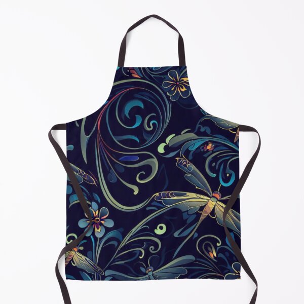 Item preview, Art nouveau dragonflies on dark blue designed and sold by ArtNouveauLou.