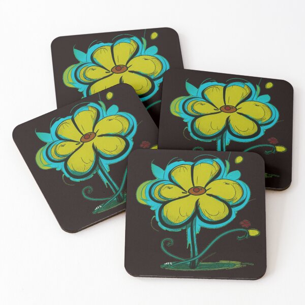 Item preview, Pastel Single Flower in Yellow & Blue Paint Pattern Design designed and sold by Md Rashid  Hasan.