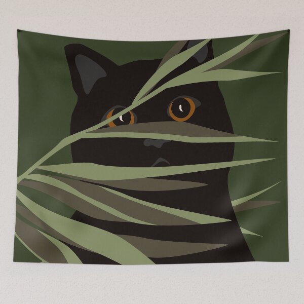 Item preview, Black cat and plants designed and sold by Bimbombam.
