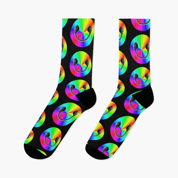 Item preview, Rainbow Smiling Headphones Face Music Star  designed and sold by Deborah Camp.
