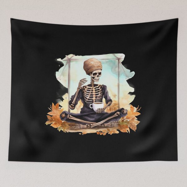 Item preview, Skeleton Drinking Coffee Yoga Pose Yoga Skeleton Coffee designed and sold by AnnaMDesign.