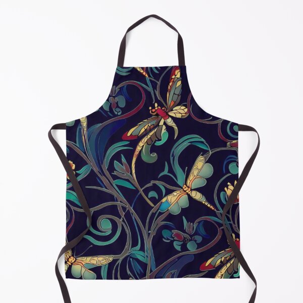 Item preview, Art nouveau dragonflies on dark blue with aqua designed and sold by ArtNouveauLou.