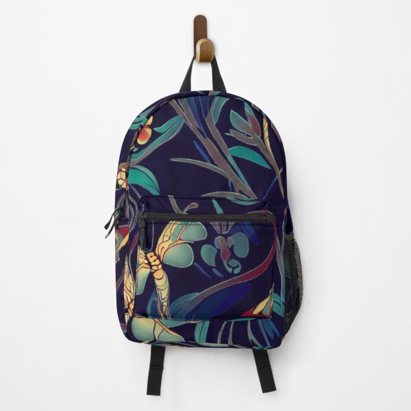 Item preview, Art nouveau dragonflies on dark blue with aqua designed and sold by ArtNouveauLou.