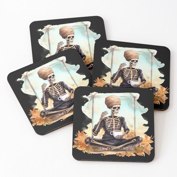 Item preview, Skeleton Drinking Coffee Yoga Pose Yoga Skeleton Coffee designed and sold by AnnaMDesign.