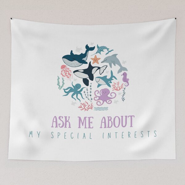 Item preview, Ask me about my special interests (sea creatures edition) designed and sold by audhdmuslimah.